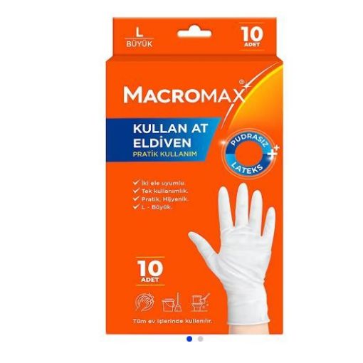 MACROMAX LATEX ELDİVEN 10'LU LARGE. ürün görseli