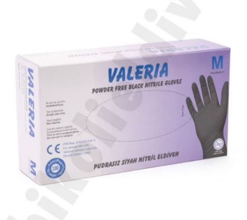 VALERİA PUDRASIZ SİYAH - MAVİ ELDİVEN 100'LÜ M-L. ürün görseli