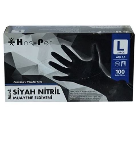 HASPET NİTRİL ELD. SİYAH L BOY 100'LÜ. ürün görseli